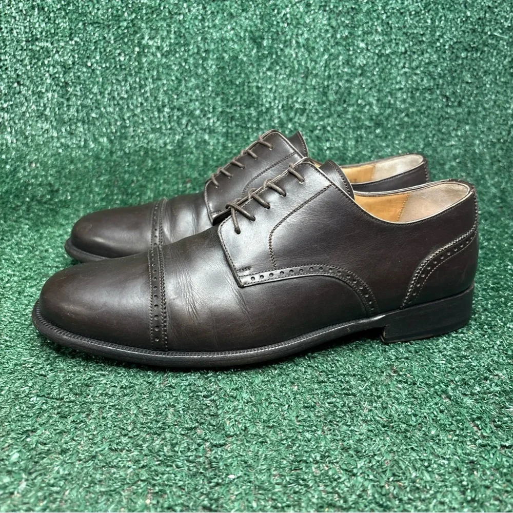 Cole Haan City Dress Shoe Soft Brown Leather Cap Toe Lace Up Oxford Size 9 Italy